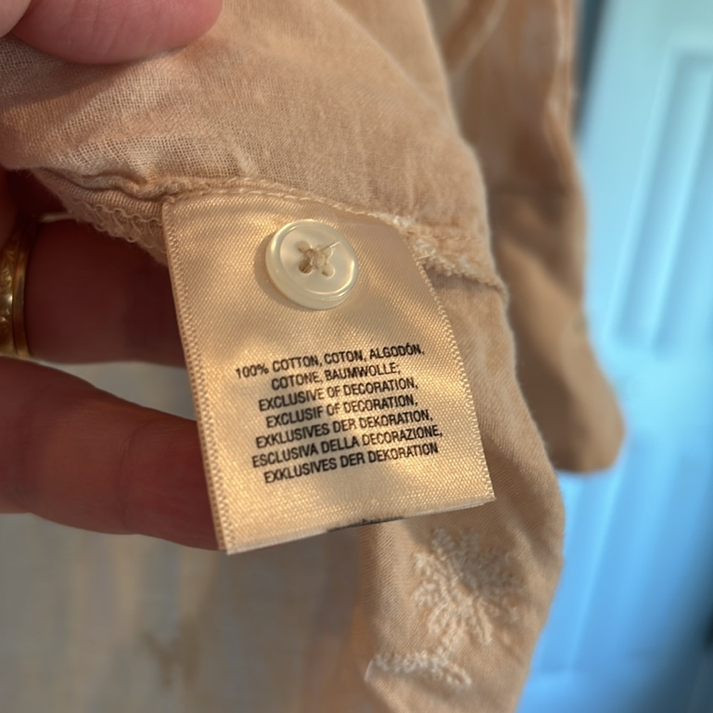 Anthropologie Mermaid Tan Button-Up Tunic‎ with Floral Pattern - Picture 4 of 8